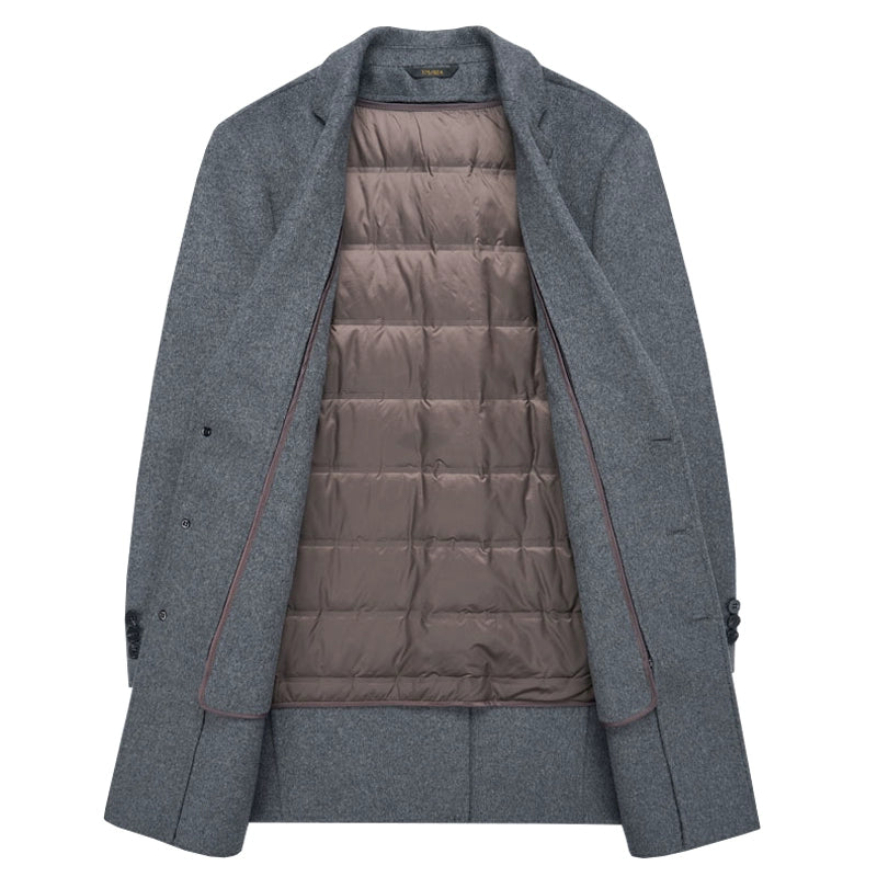 Pierre Cardin Classy 100% Pure Cashmere Double-Sided Woolen Coat Men's Mid-Length Trench Coat Outwear Winter Thickened