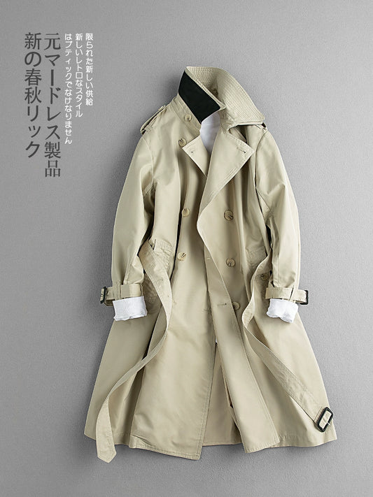 Retro Double Layer Jimingxian Mid Length Long Length Men's and Women's Trench Coat