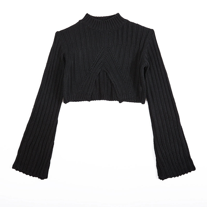 Gagaopt Split Half-Collar Sunken Stripe Knitwear