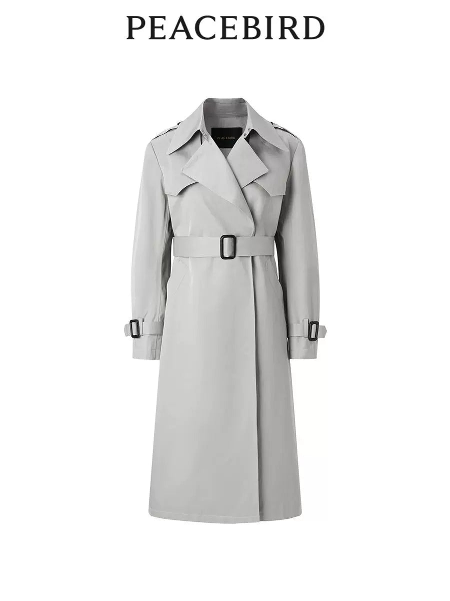 Peacebird Women's Clothing 2024 Spring New Arrival Quality Long Trench Coat A1bee1345