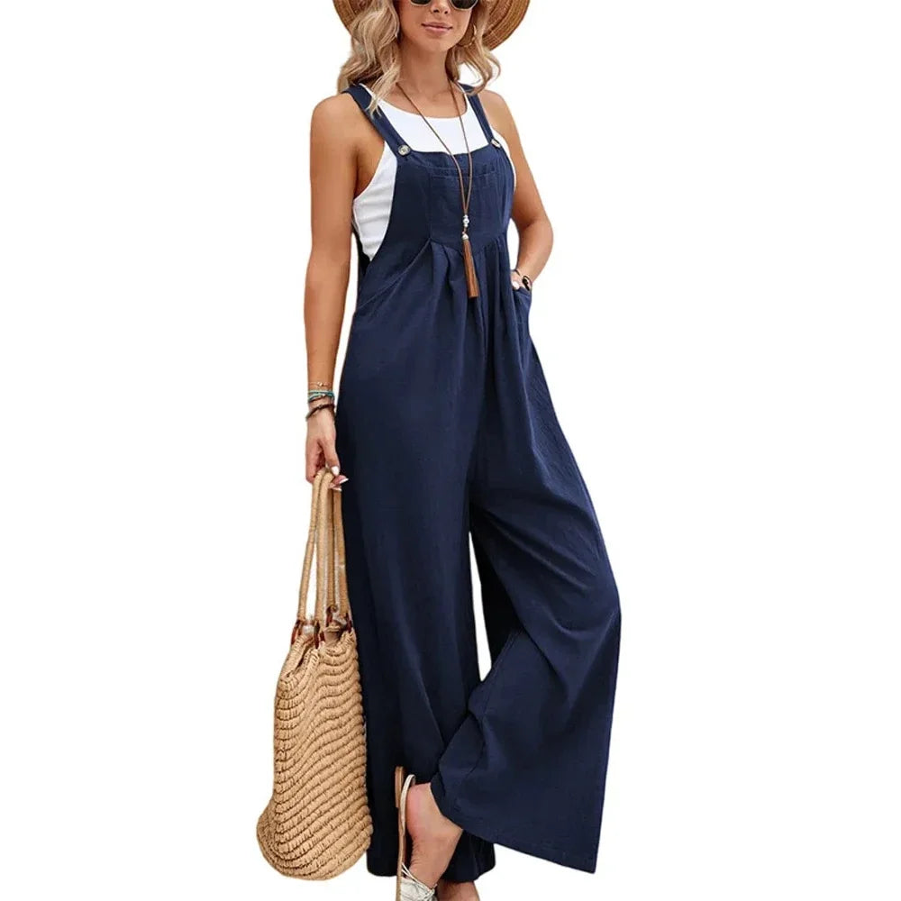 Women Loose Fit Fashion Overalls Wide Leg Baggy Bib Overalls Jumpsuit Dungarees