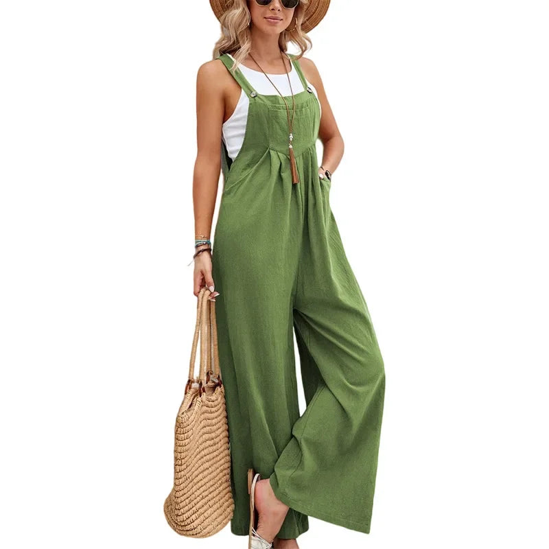 Women Loose Fit Fashion Overalls Wide Leg Baggy Bib Overalls Jumpsuit Dungarees
