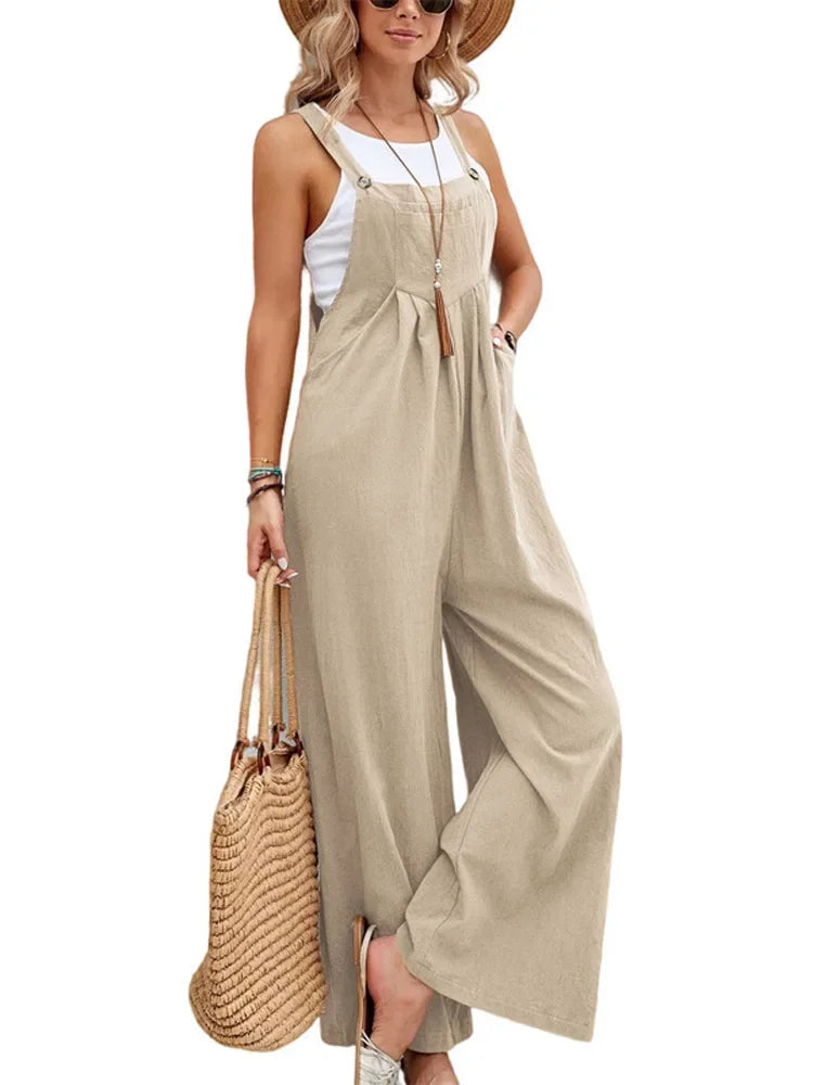 Women Loose Fit Fashion Overalls Wide Leg Baggy Bib Overalls Jumpsuit Dungarees