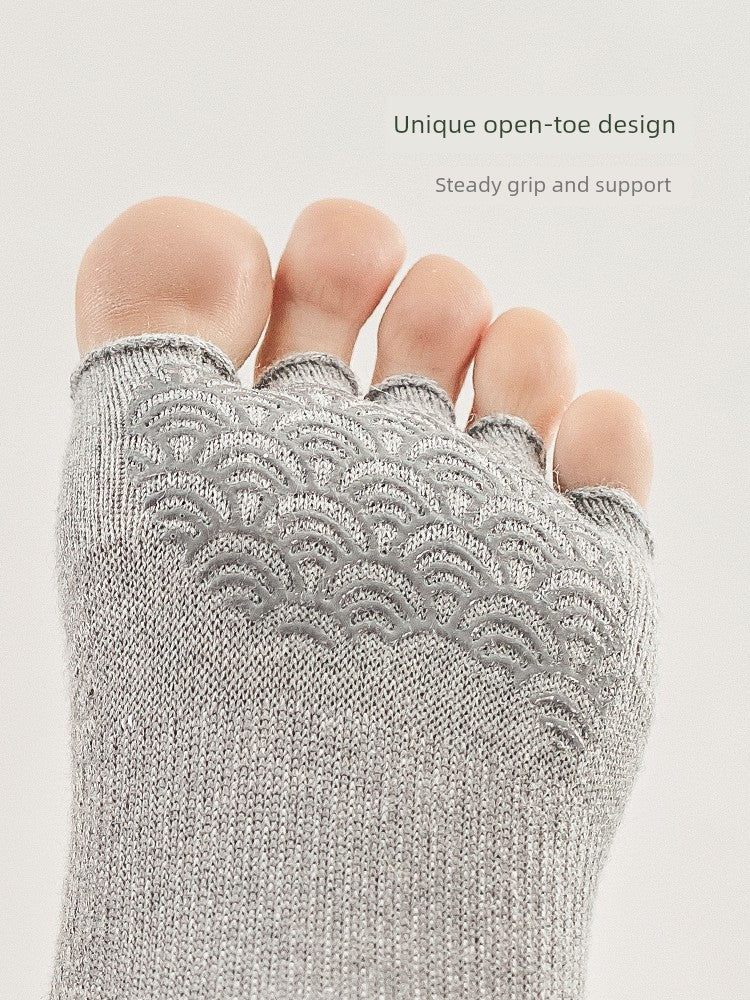 Hiyoga Hi Yoga | Non Slip Yoga Toe Socks Professional Pilates Fall and Winter Female Professional Open Toe Toe Socks