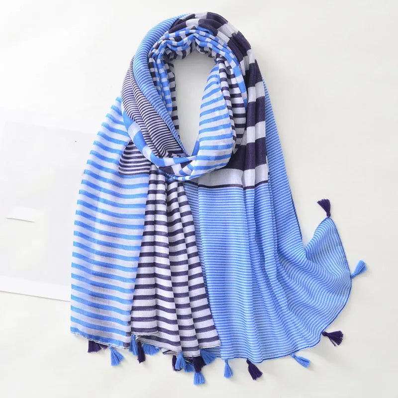 Luxury Brand Scarf For Woman Soft Cotton Shawl Wrap Tassel Viscose Muslim Woman Hijab Boho Beach Towel Female Bandana Headscarf