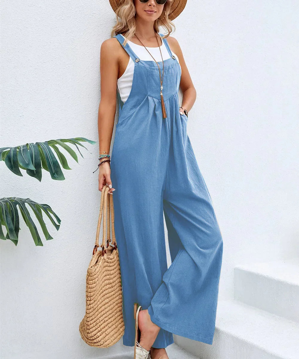 Women Loose Fit Fashion Overalls Wide Leg Baggy Bib Overalls Jumpsuit Dungarees