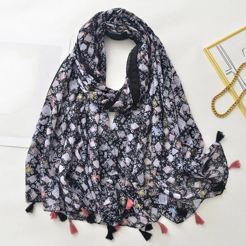 Luxury Brand Scarf For Woman Soft Cotton Shawl Wrap Tassel Viscose Muslim Woman Hijab Boho Beach Towel Female Bandana Headscarf
