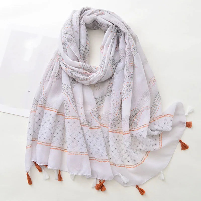 Luxury Brand Scarf For Woman Soft Cotton Shawl Wrap Tassel Viscose Muslim Woman Hijab Boho Beach Towel Female Bandana Headscarf