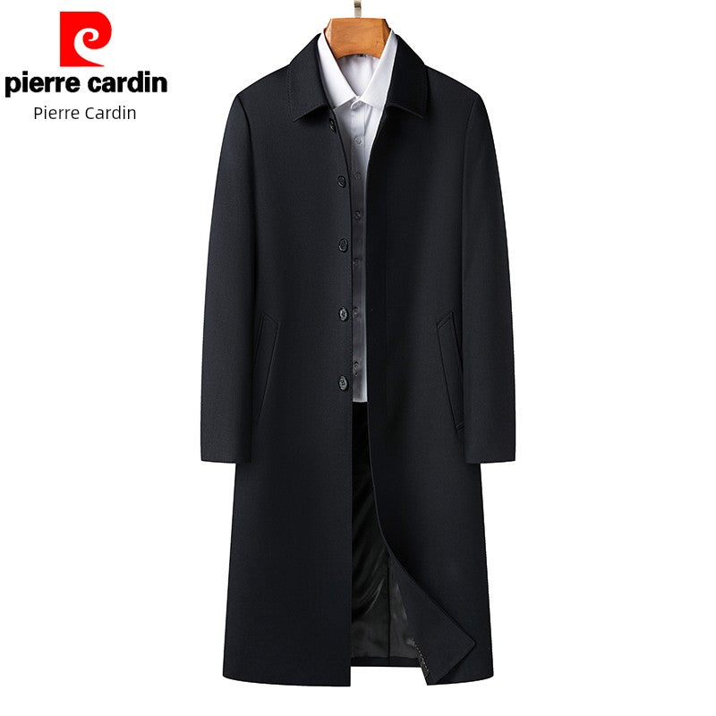Pierre Cardin Dad Coat Spring Type Middle-Aged Men's Mid-Length Trench Coat Autumn Clothing Thin Men's Long Type Tops