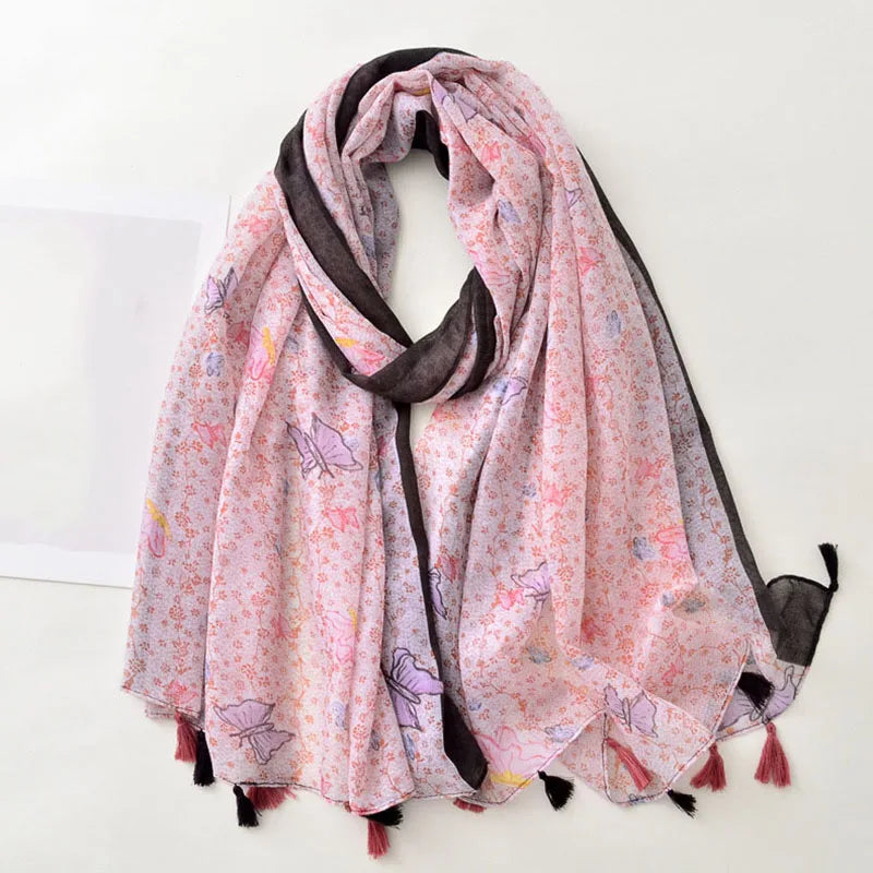 Luxury Brand Scarf For Woman Soft Cotton Shawl Wrap Tassel Viscose Muslim Woman Hijab Boho Beach Towel Female Bandana Headscarf