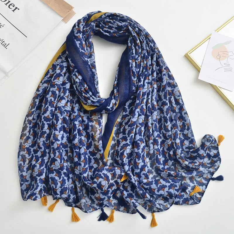 Luxury Brand Scarf For Woman Soft Cotton Shawl Wrap Tassel Viscose Muslim Woman Hijab Boho Beach Towel Female Bandana Headscarf