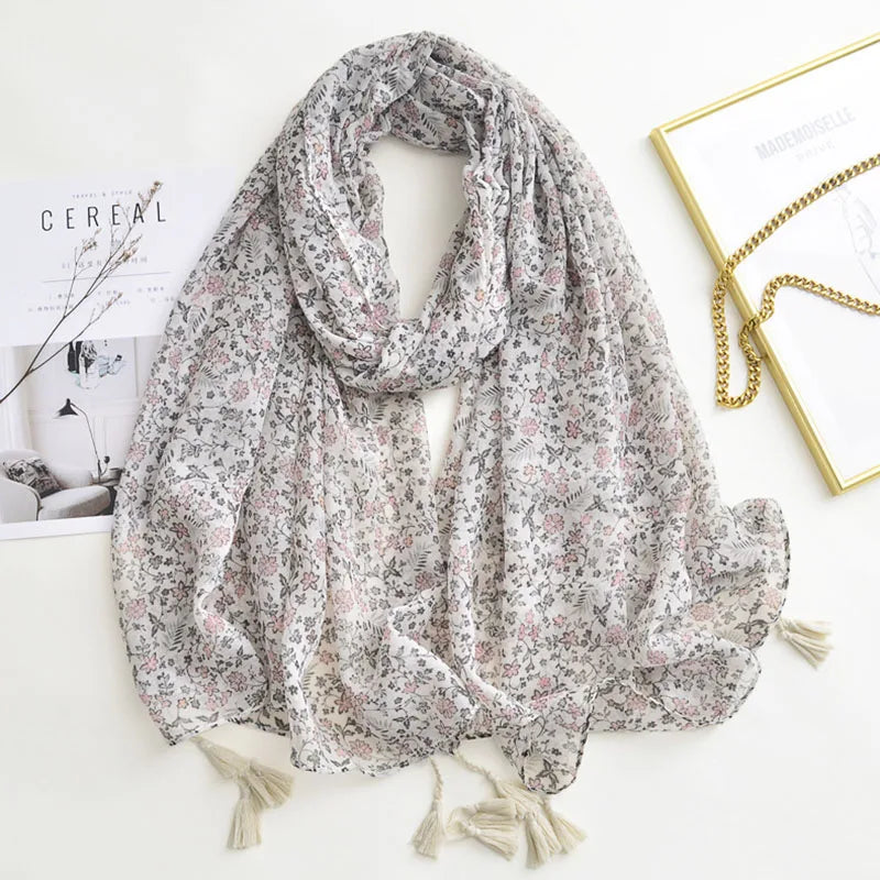 Luxury Brand Scarf For Woman Soft Cotton Shawl Wrap Tassel Viscose Muslim Woman Hijab Boho Beach Towel Female Bandana Headscarf