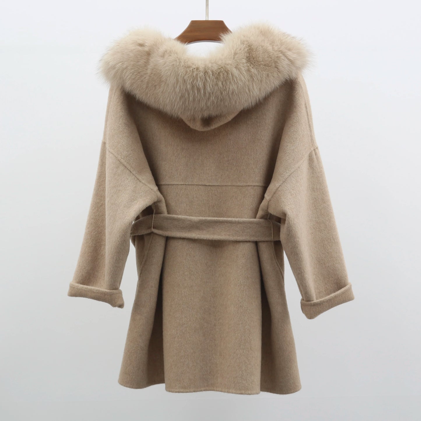Cashmere Jacket Hand, Fox Fur Woolen Overcoat Cashmere Coat
