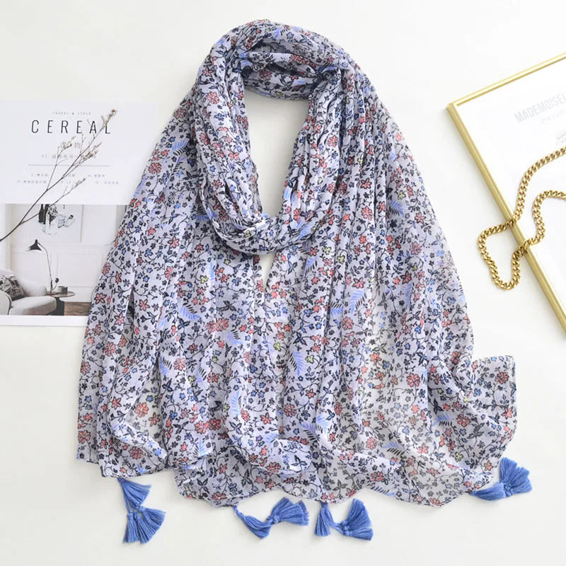 Luxury Brand Scarf For Woman Soft Cotton Shawl Wrap Tassel Viscose Muslim Woman Hijab Boho Beach Towel Female Bandana Headscarf