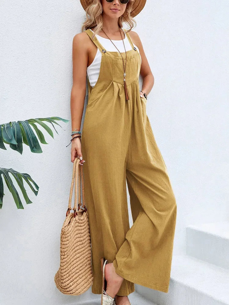 Women Loose Fit Fashion Overalls Wide Leg Baggy Bib Overalls Jumpsuit Dungarees