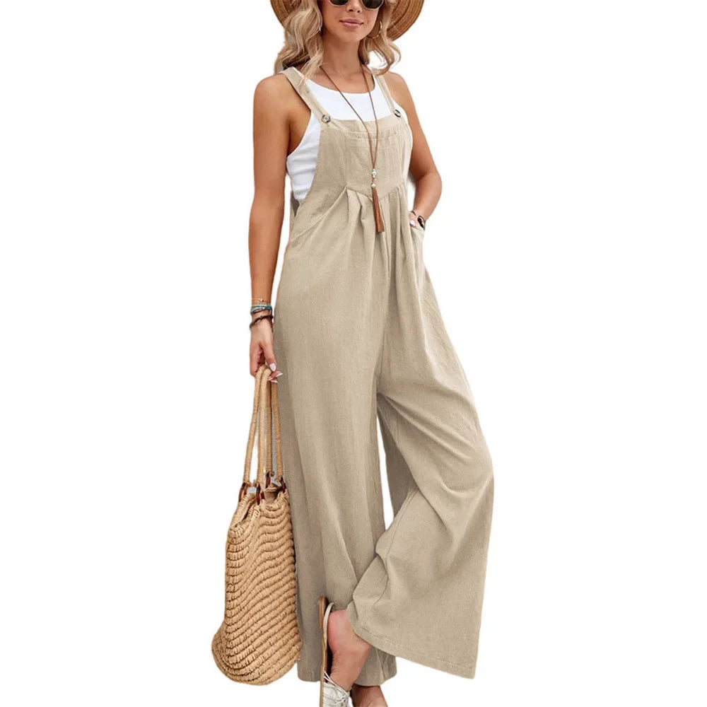 Women Loose Fit Fashion Overalls Wide Leg Baggy Bib Overalls Jumpsuit Dungarees