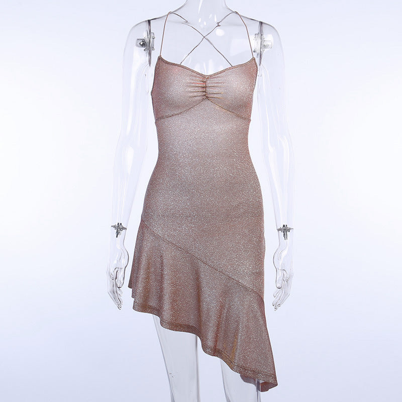 Sequined Dress for Women Tank Strap Backless Evening Party