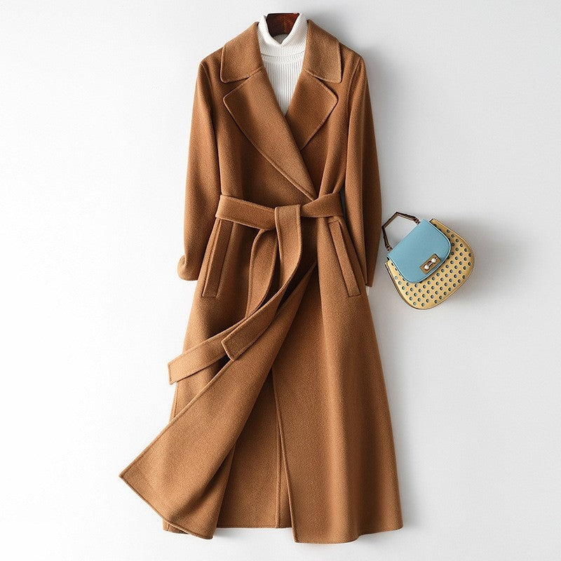 Solid Color Reversible Cashmere Long Coat