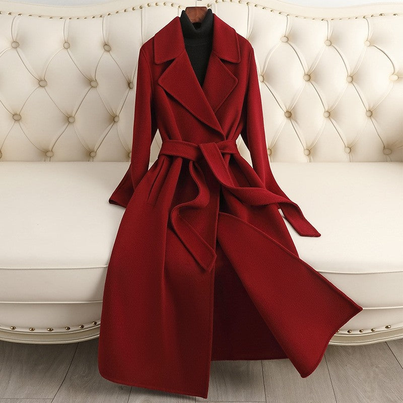 Solid Color Reversible Cashmere Long Coat